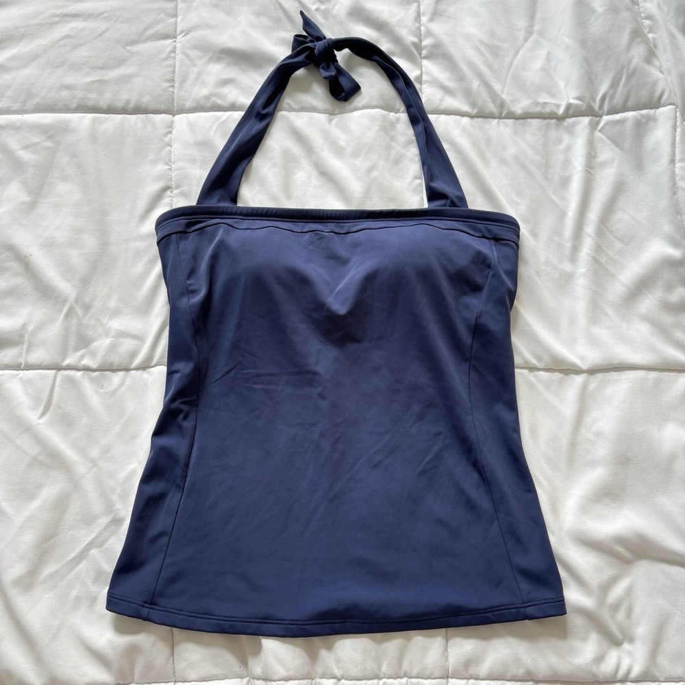 Boden Tankini Top Bathing Suit Womens 14 Blue Halter Padded‎ Beach Summer Dainty
